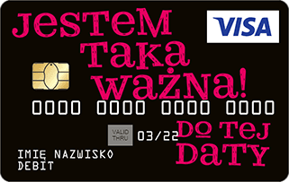  Wzór karty - napis: taka jestem ważna