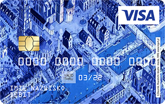 Wzór karty: niebieskie miasteczko