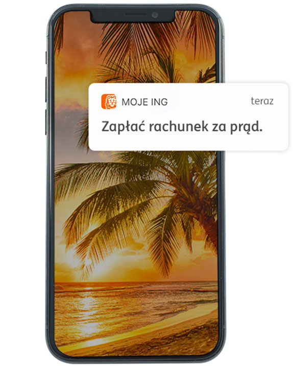 Przykładowa treść powiadomienia push: Zapłać rachunek za prąd