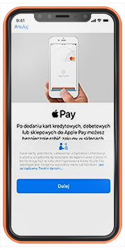 Przykładowy ekran aplikacji Portfel Apple - krok 1