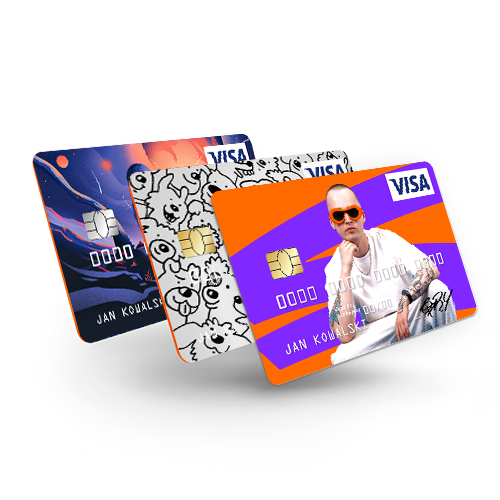 karty Visa z różnymi grafikami