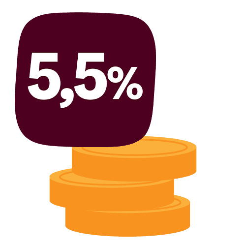 Ilustracja - monety i napis 5,5%
