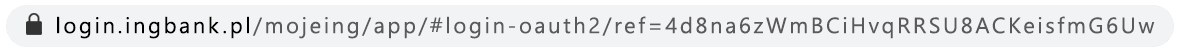 adres URL strony do logowania z dodanym przykładowym parametrem: login.ingbank.pl/mojeing/app/#login-oauth2/ref=4d8na6zWmBCiHvqRRU8ACKeisFMG6Uw