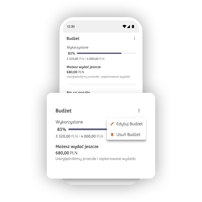 Ekran, na którym widzisz możliwość edycji budżetu