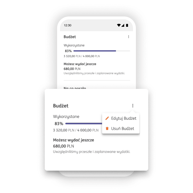Ekran, na którym widzisz możliwość edycji budżetu