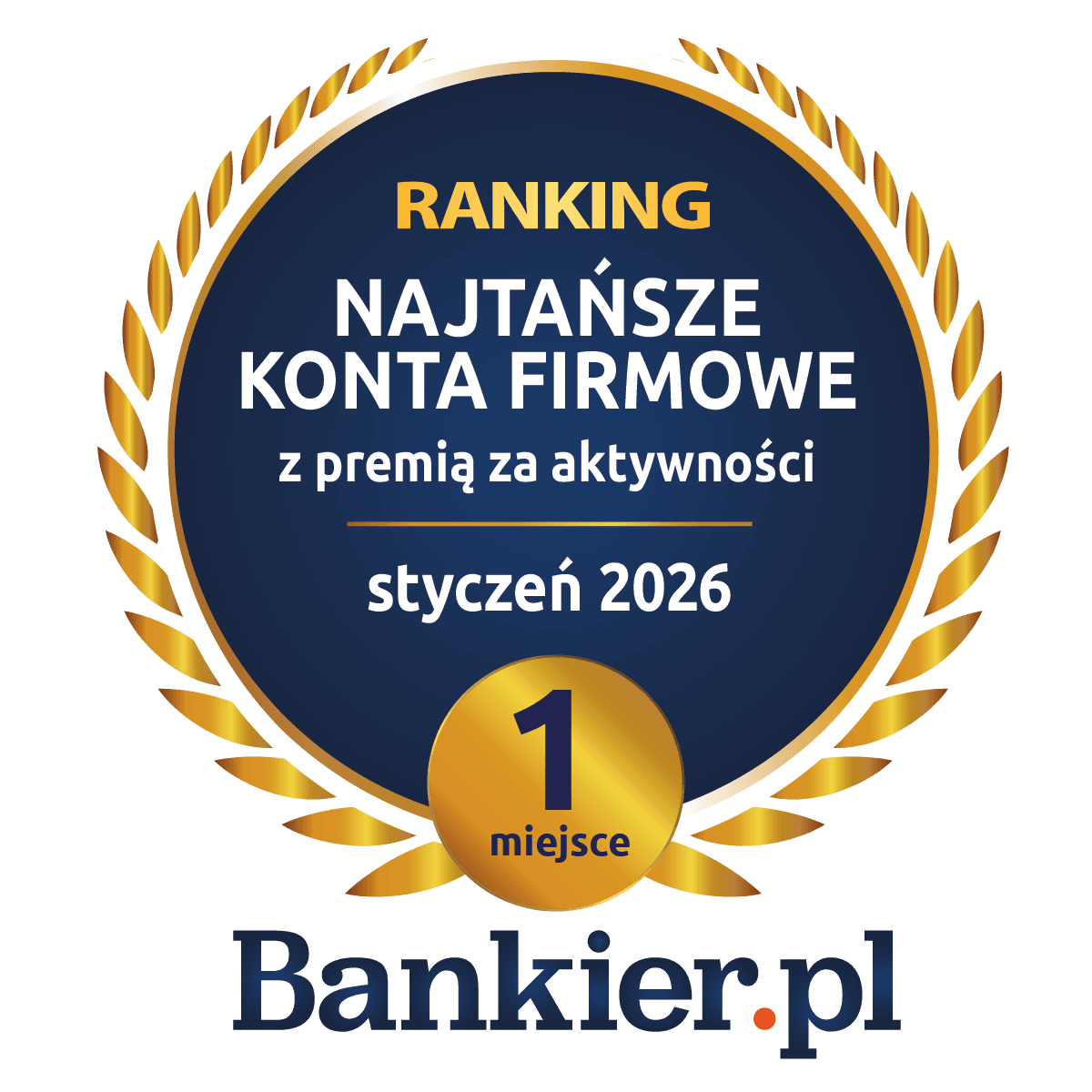 1 miejsce w rankingu najtańszych kont firmowych z premią za aktywność w styczniu 2026
