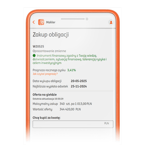 Ekran zakupu obligacji
