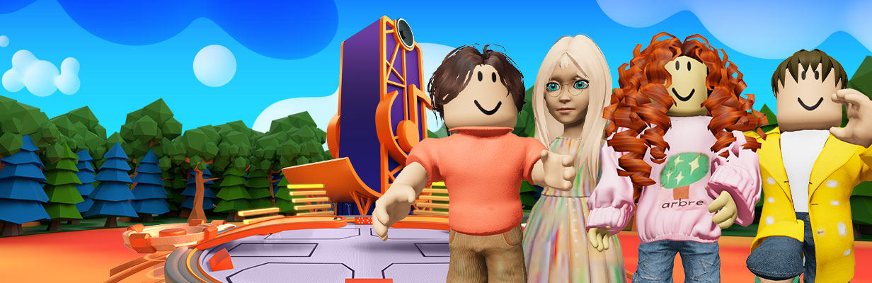 Rysunkowe postaci z gry Miasto ING w Roblox.