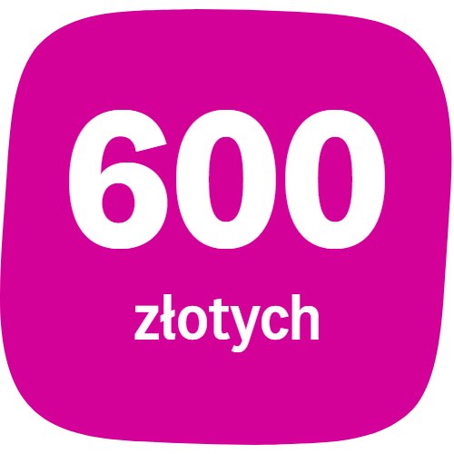 Ilustracja przedstawiająca 600 zł nagrody.