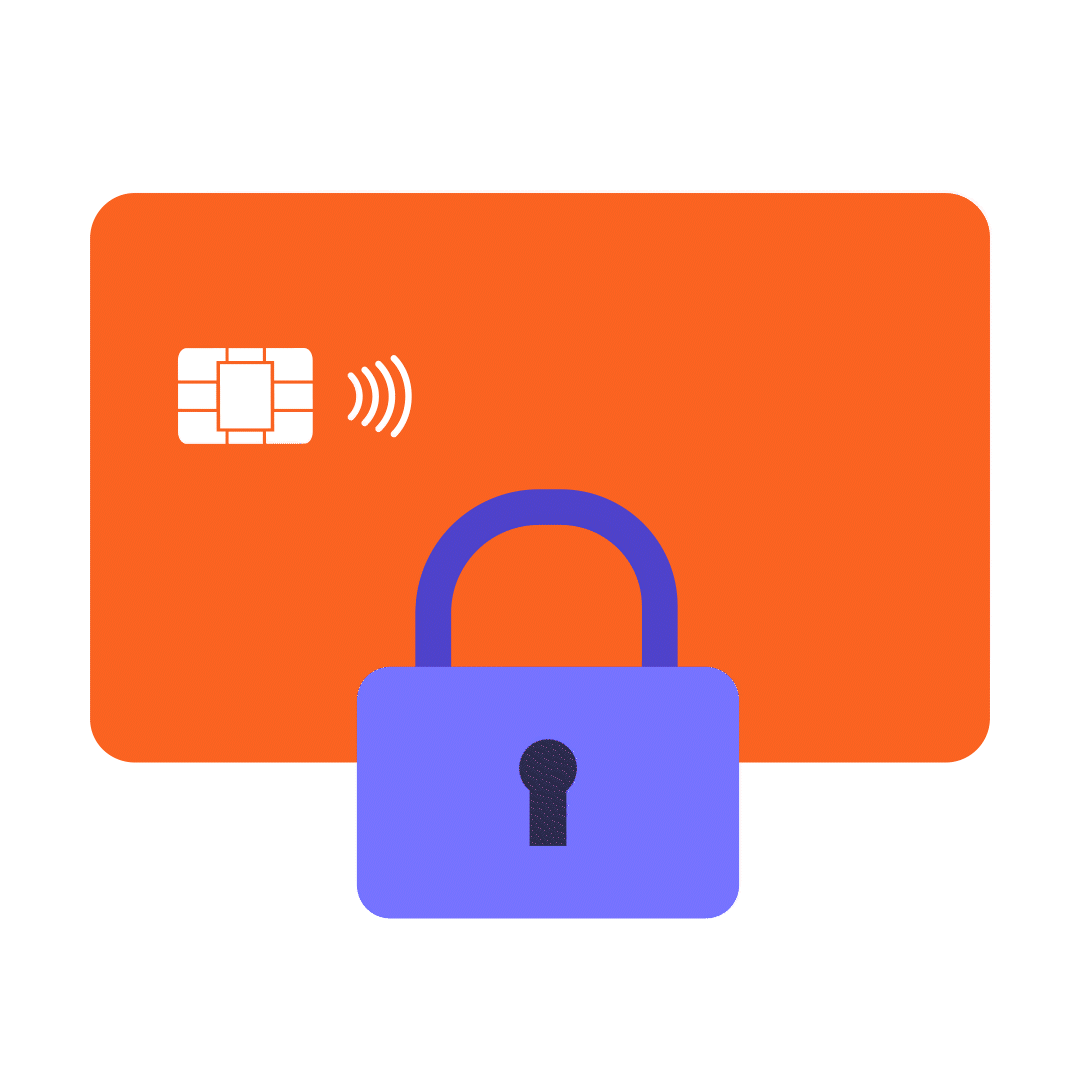 Ilustracja przedstawiająca kartę płatniczą i kłódkę